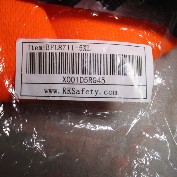 Men's Safety T-Shirt Hi-Viz Long Sleeve Black Orange Reflective Tapes Size 5XL - Picture 6 of 6